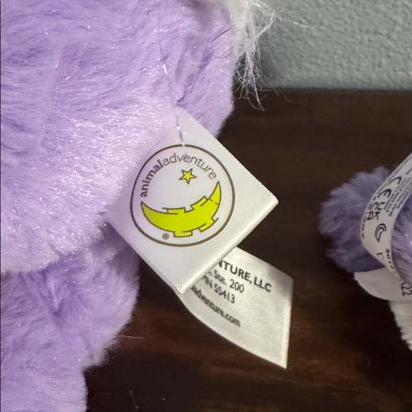 Purple Plush Stuffed Bunny with Pink Ribbon and Mini Kitty 16” Easter - Picture 4 of 5